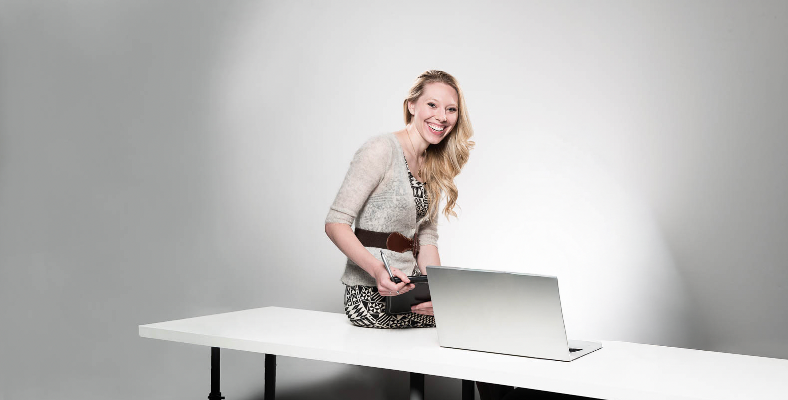 Megan Stewart preparing a lesson at a table